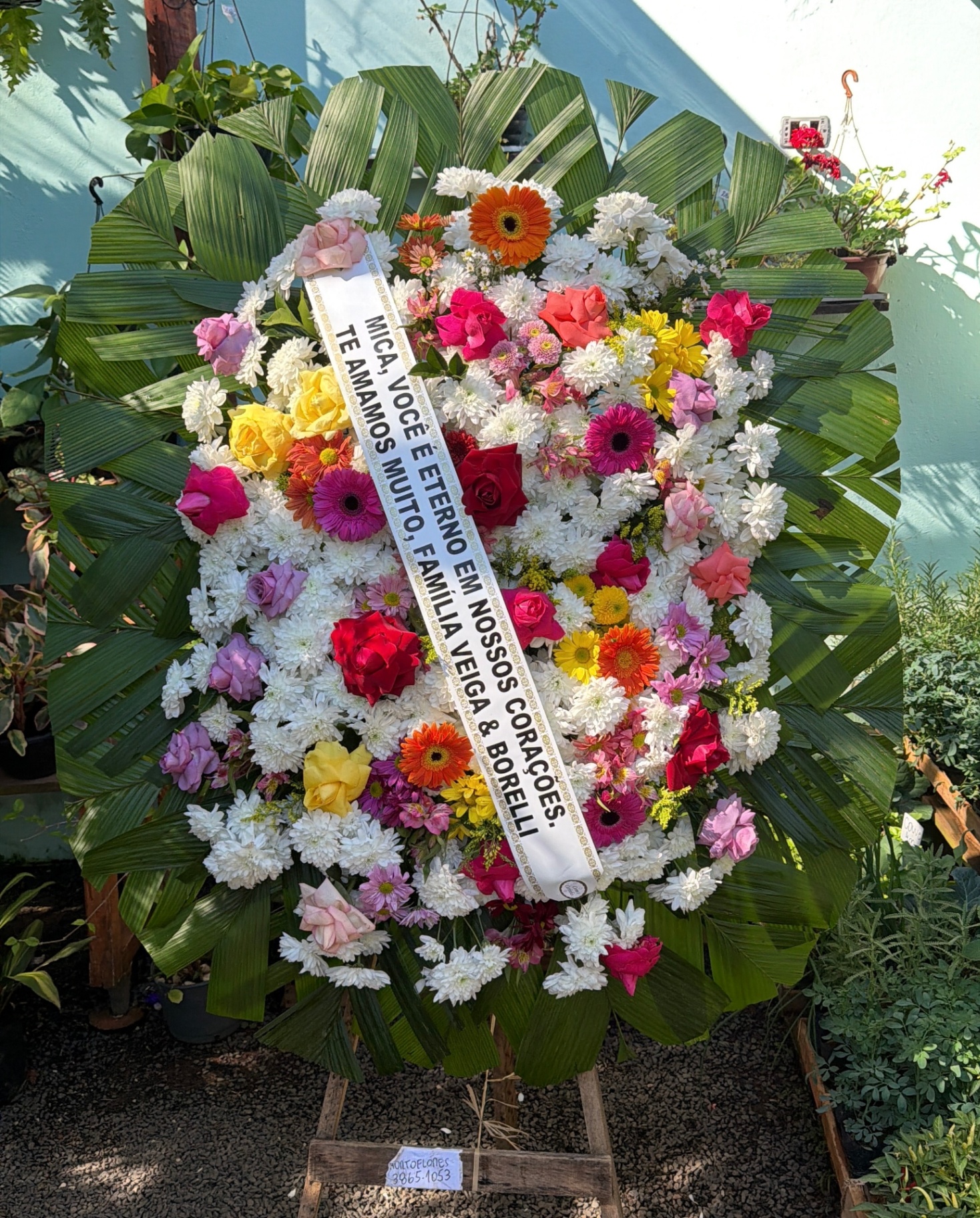 Coroa de flores para velório modelo Coroa Dupla do Jardim Vibrante